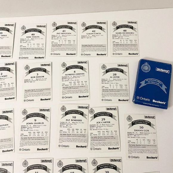 1992 10th Anniversary  Edition Toronto Blue Jays Fire Safety Cards - Picture 15 of 16
